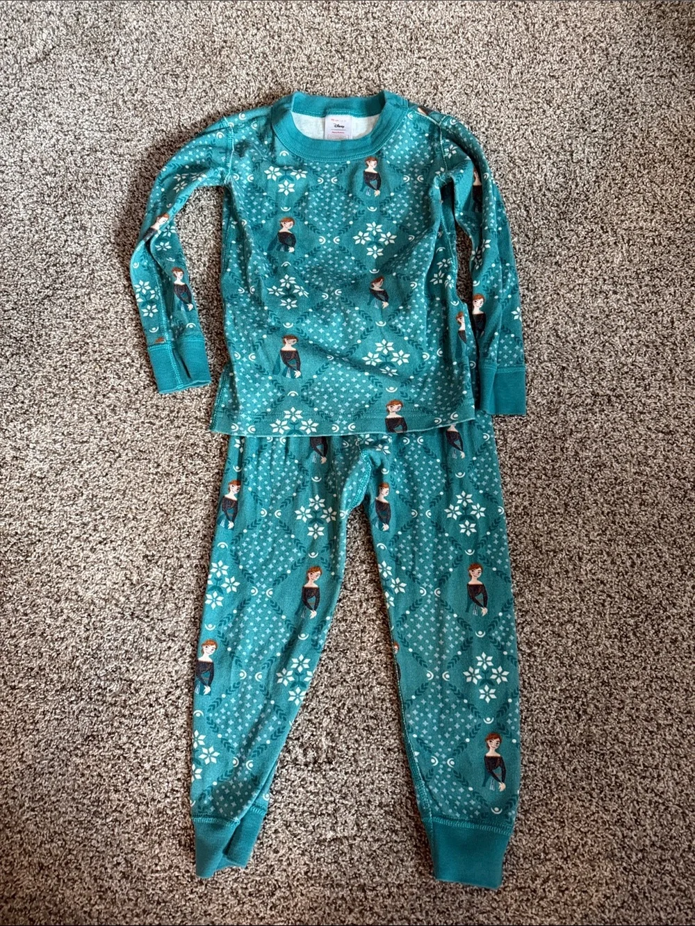 Hanna Andersson Teal Anna Character Print Pajama Set